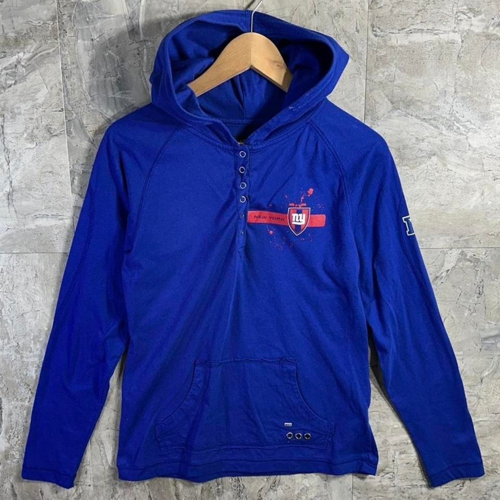 NFL New York Giants blue‎ hoodie Size M woman's quarter button up football  #NFL